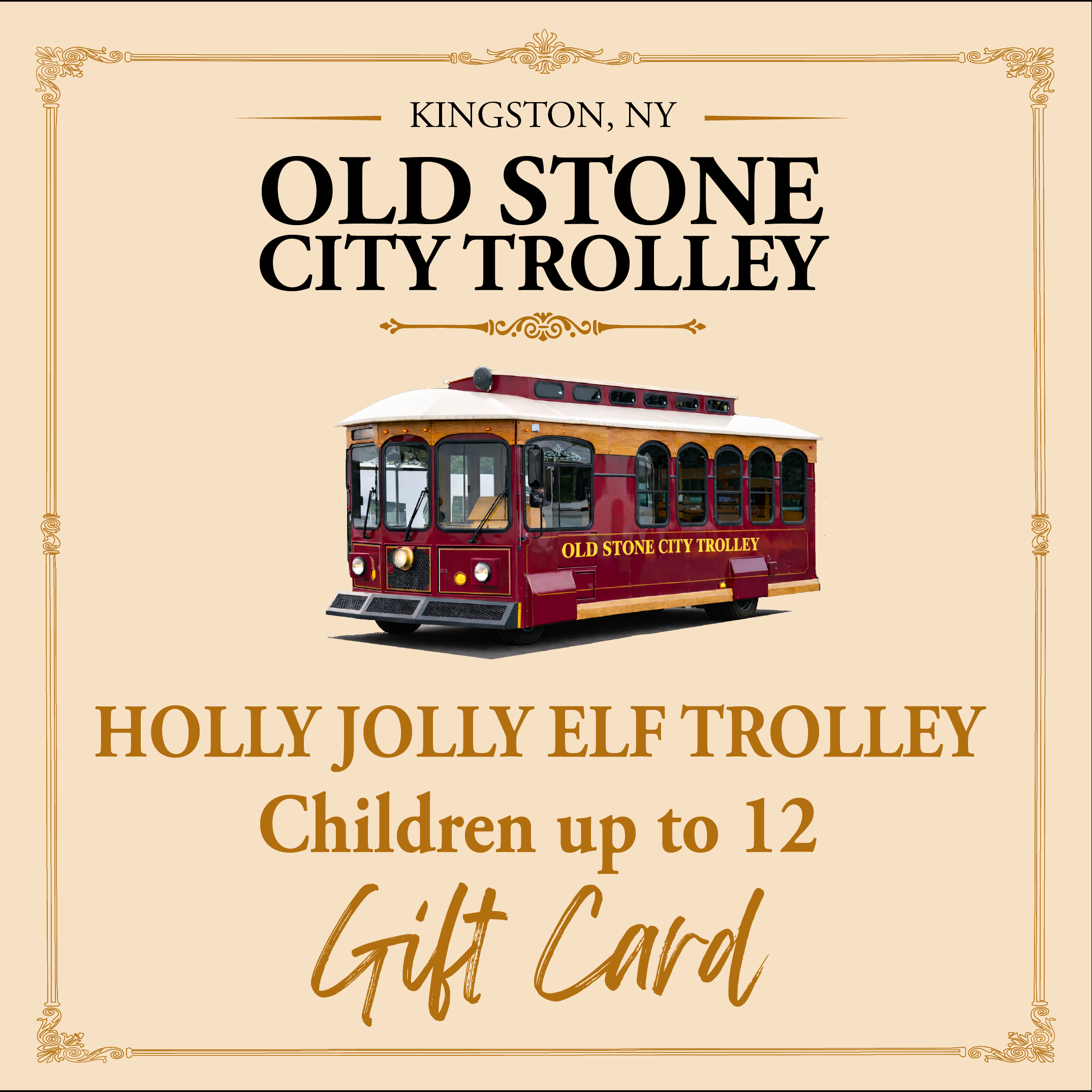 Holly Jolly Elf Trolley Child Gift Card